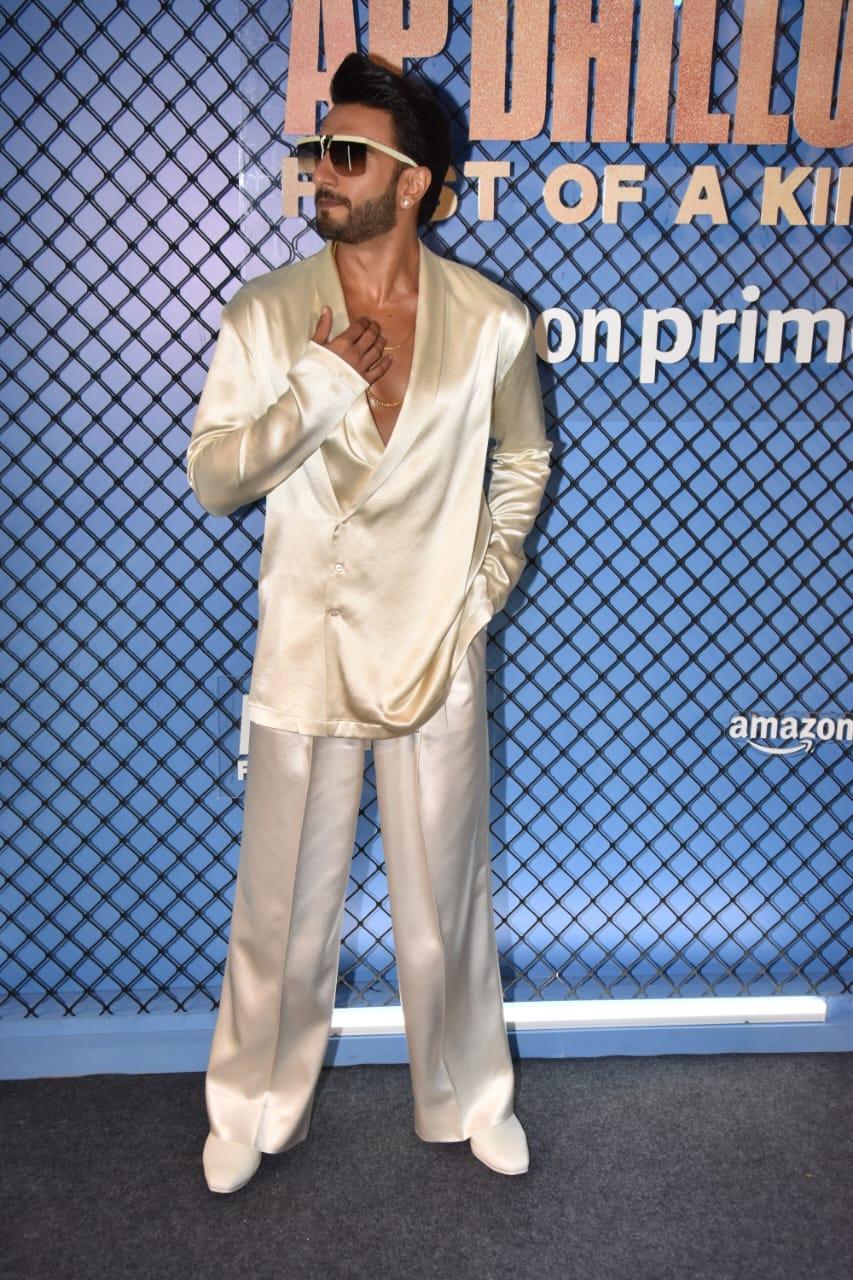 Ranveer Singh turned heads in a striking white suit at the AP Dhillon`s docu-series screening.  Ranveer Singh turned heads in a striking white suit at the AP Dhillon`s docu-series screening. 
